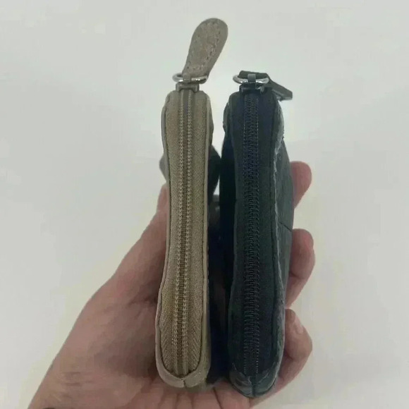 Lot Of 2 Brighton Heart Black & Tan Leather Change Purse Coin Zipper Pouch *READ - Picture 4 of 14